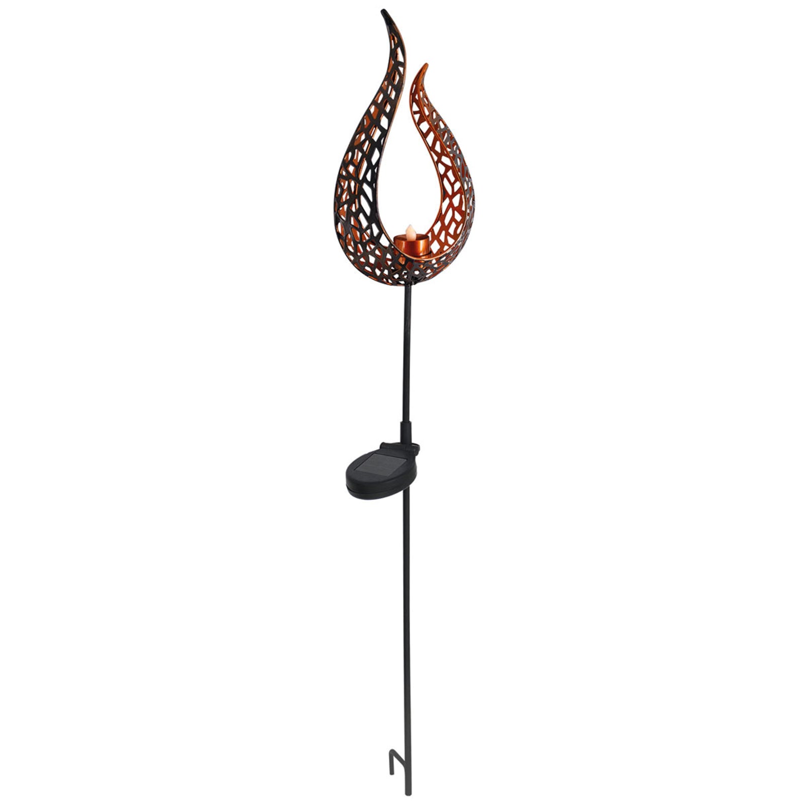LED solcellelampe Aideen med jordspyd brun 90 cm bakside