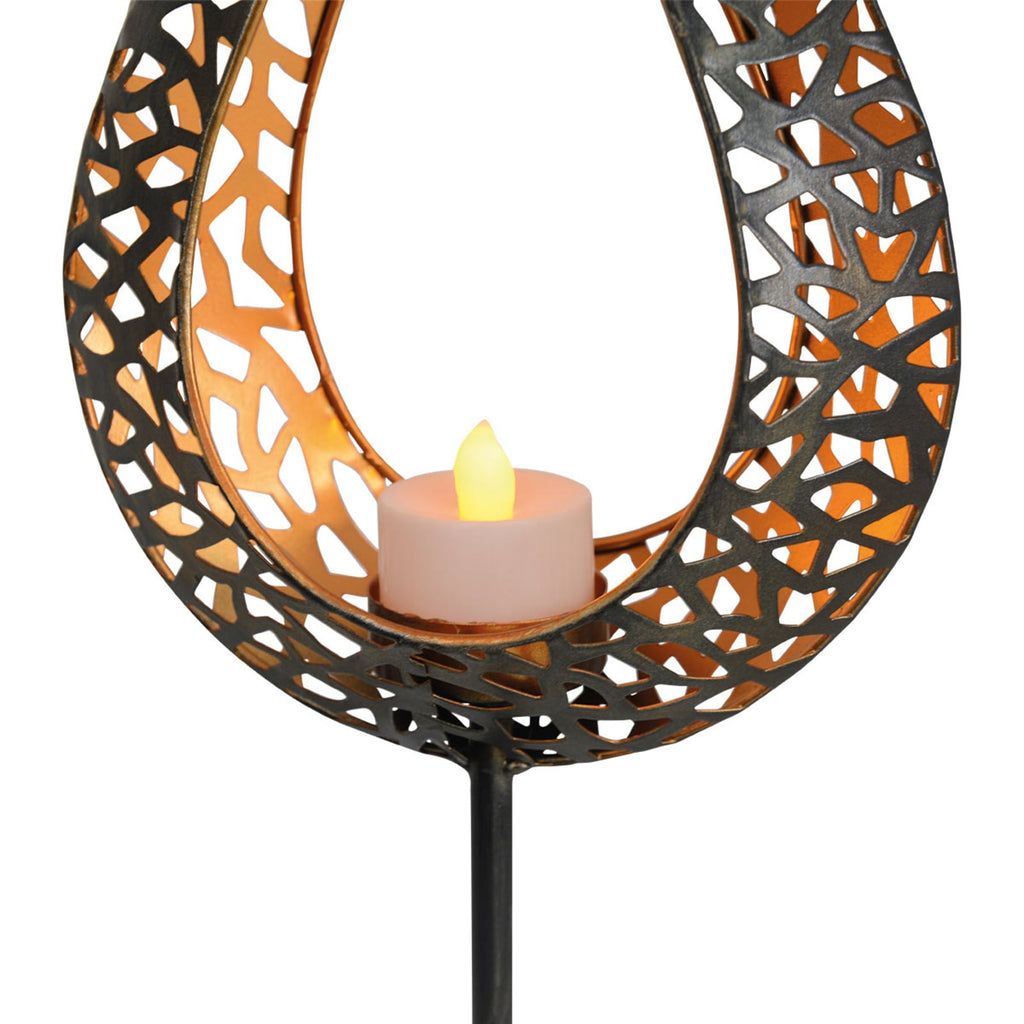LED solcellelampe Aideen med jordspyd brun 90 cm nærbilde av jordspyd