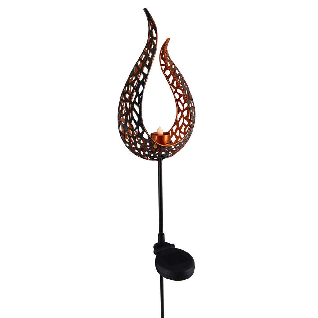 LED solcellelampe Aideen med jordspyd brun 90 cm sideprofil