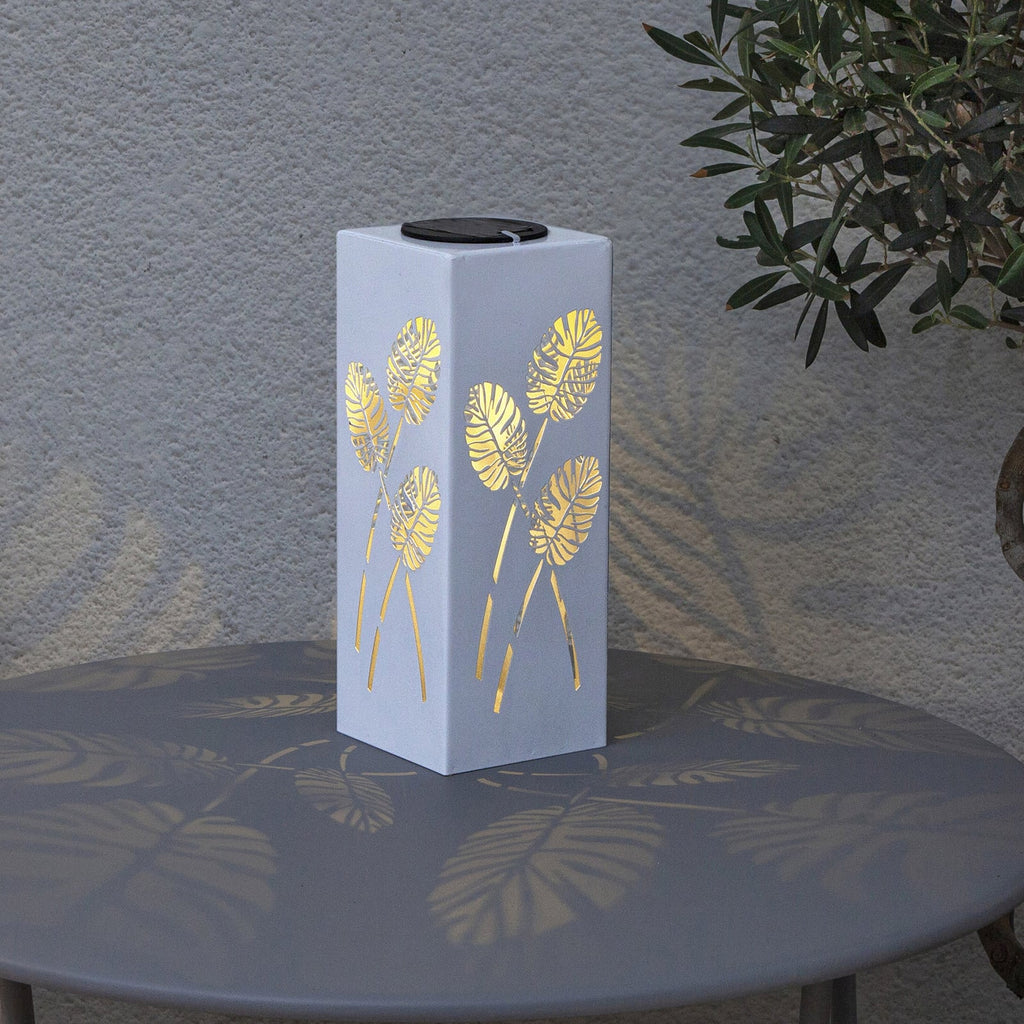 LED solcellelampe Albaleaf 2-i-1 hvit IP44 detalj av lysmønster
