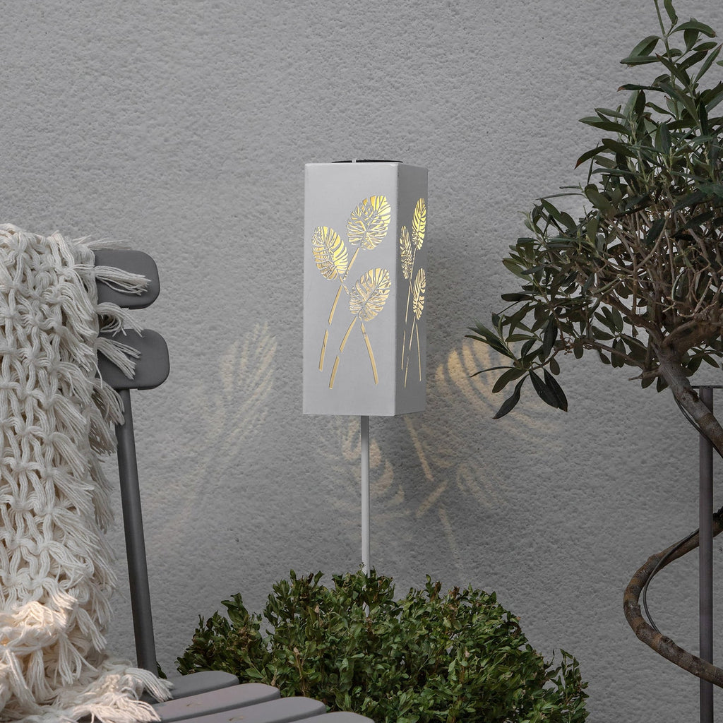 LED solcellelampe Albaleaf 2-i-1 hvit IP44 med justerbar høyde