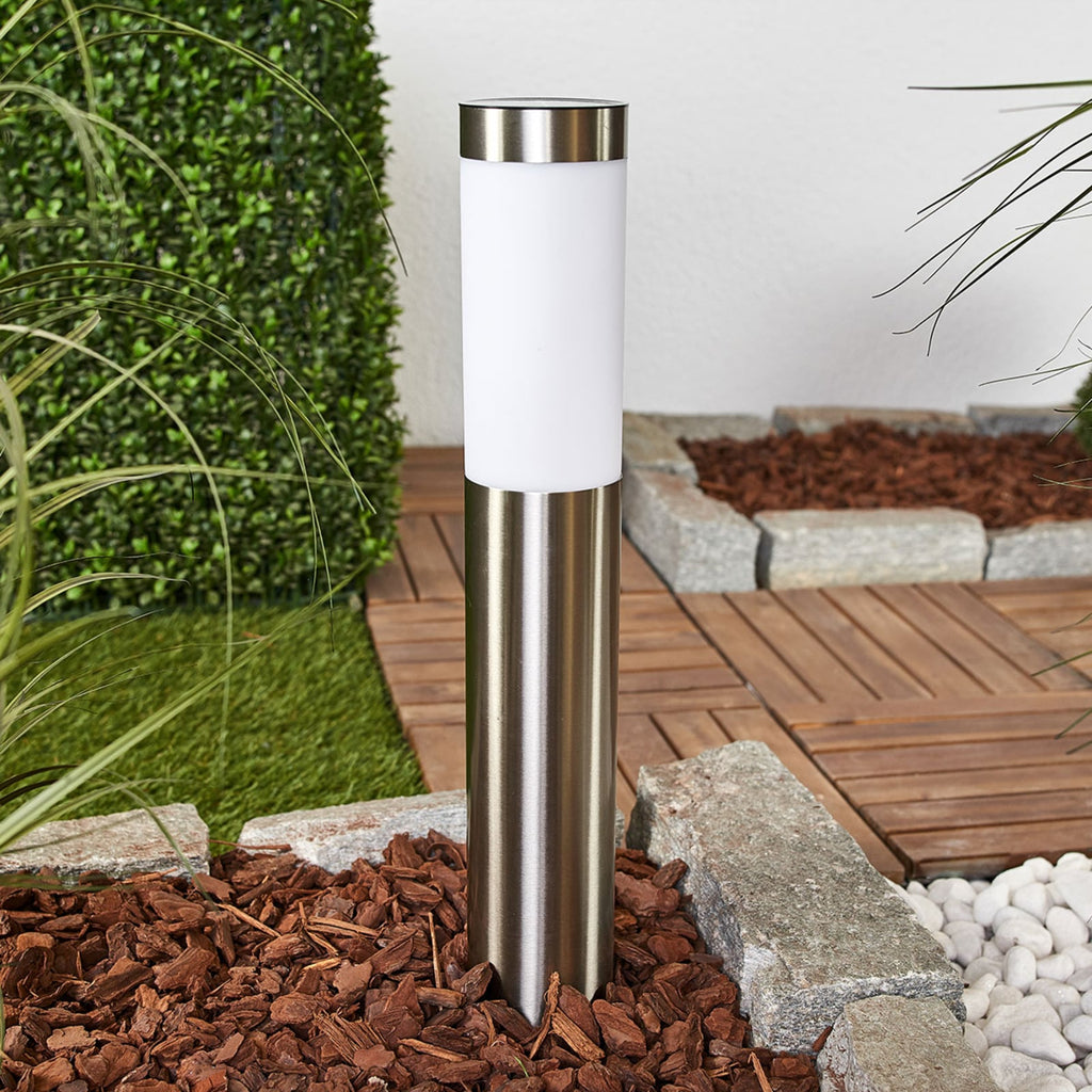 LED solcellelampe Aleeza rustfritt stål 61 cm bakside