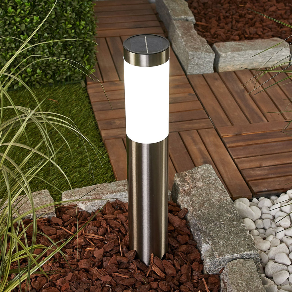 LED solcellelampe Aleeza rustfritt stål 61 cm detalj