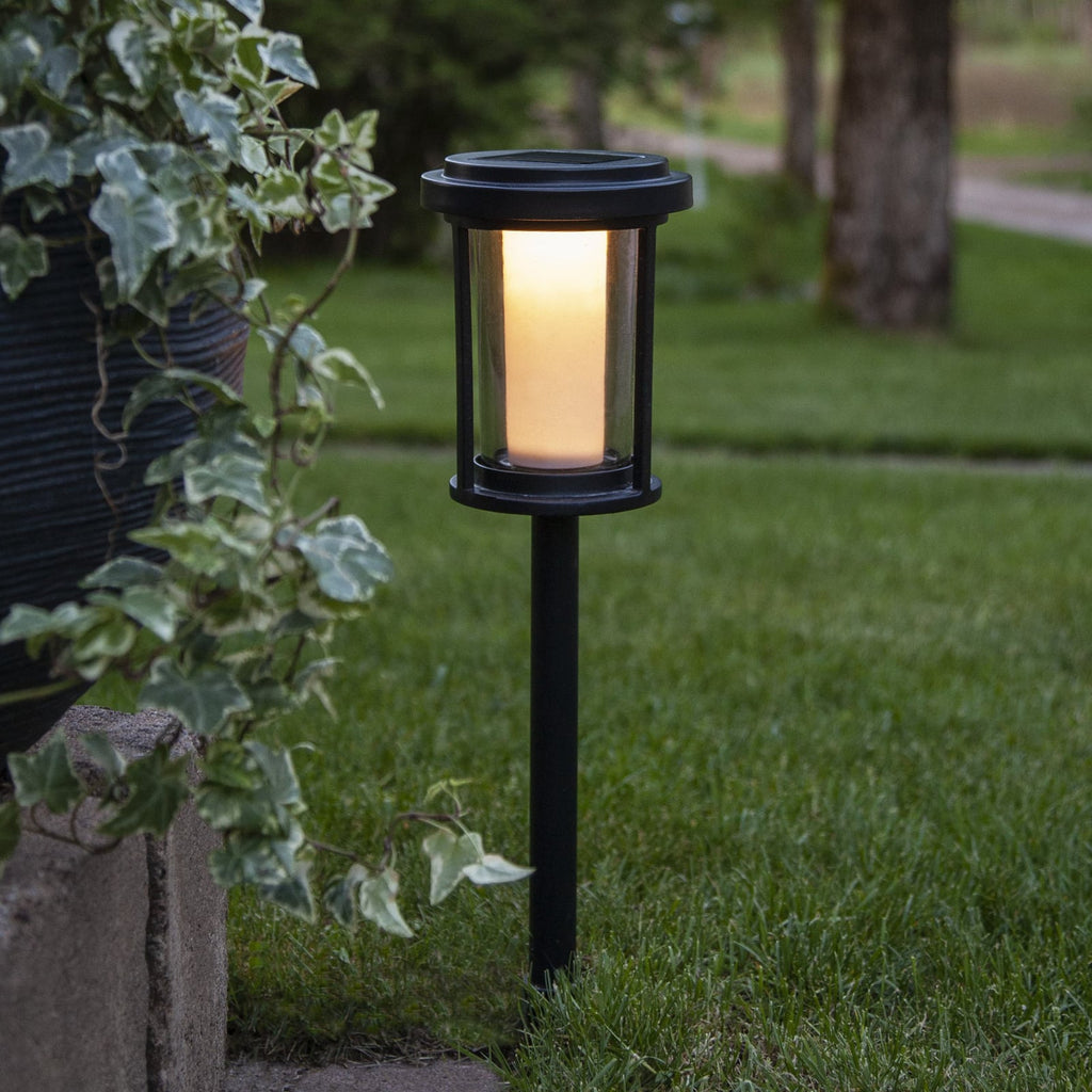 LED solcellelampe Alippa med spyd svart 44 cm varmhvit IP44 forfra