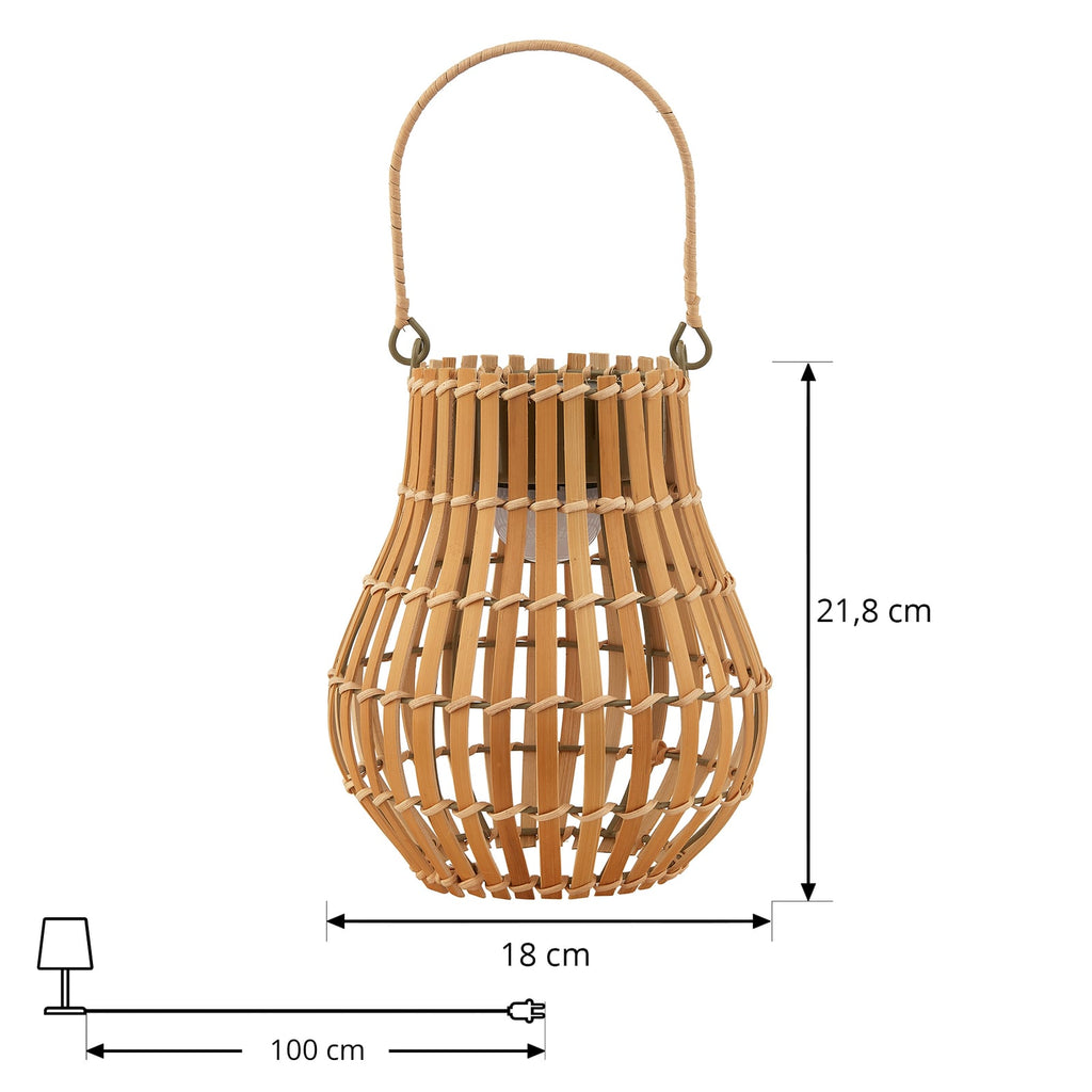 LED solcellelampe Amaria bambus dimbar detalj av bambusmateriale