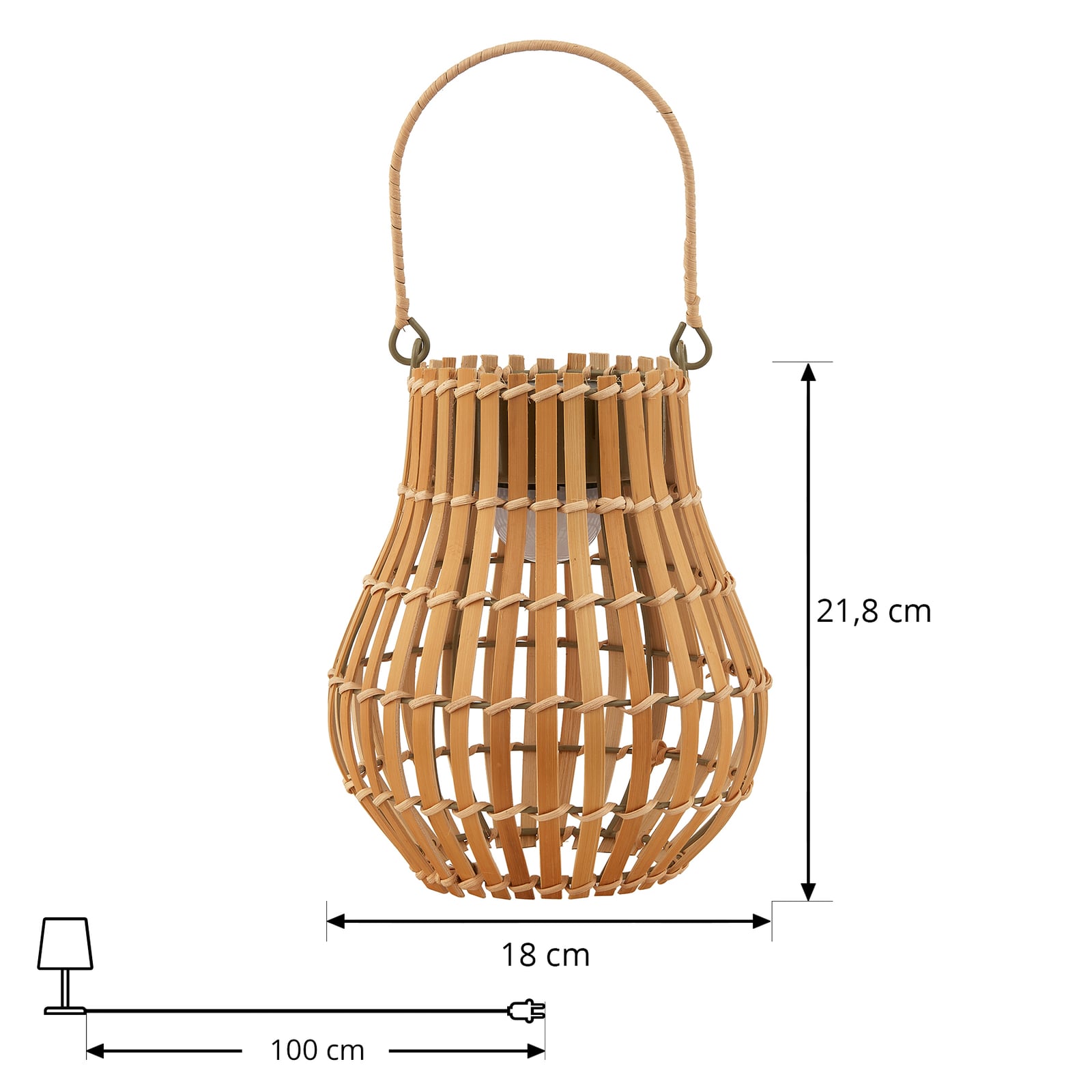 LED solcellelampe Amaria bambus dimbar detalj av bambusmateriale