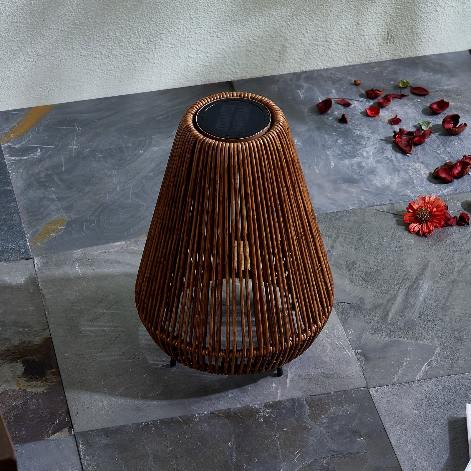 LED solcellelampe Amaria rotting dimbar Ø27 cm IP44 bakside