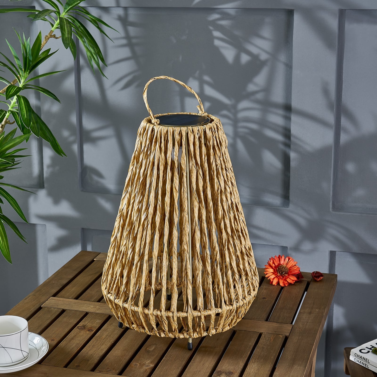 LED solcellelampe Amaria rotting lys dimbar Ø27 cm IP44 bakside