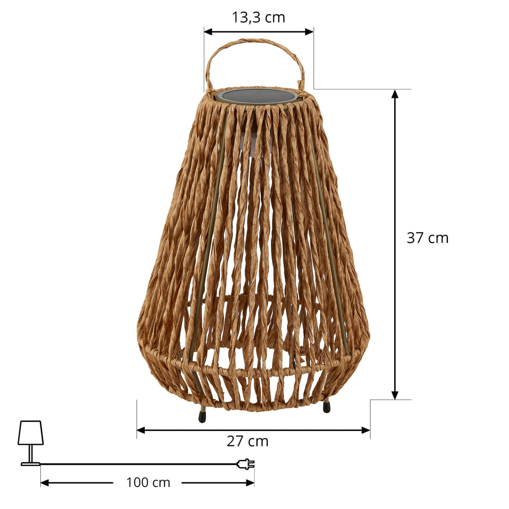 LED solcellelampe Amaria rotting lys dimbar Ø27 cm IP44 montert på terrasse