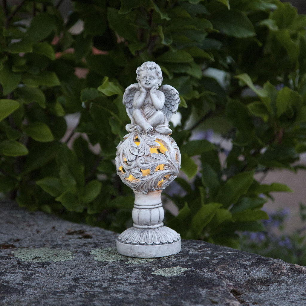 Detalj av LED solcellelampe Angel engleskulptur grå IP44