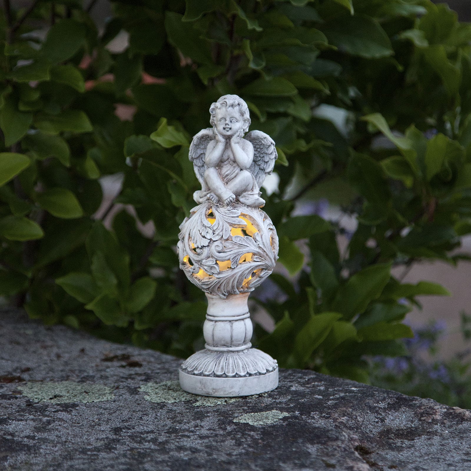 Detalj av LED solcellelampe Angel engleskulptur grå IP44