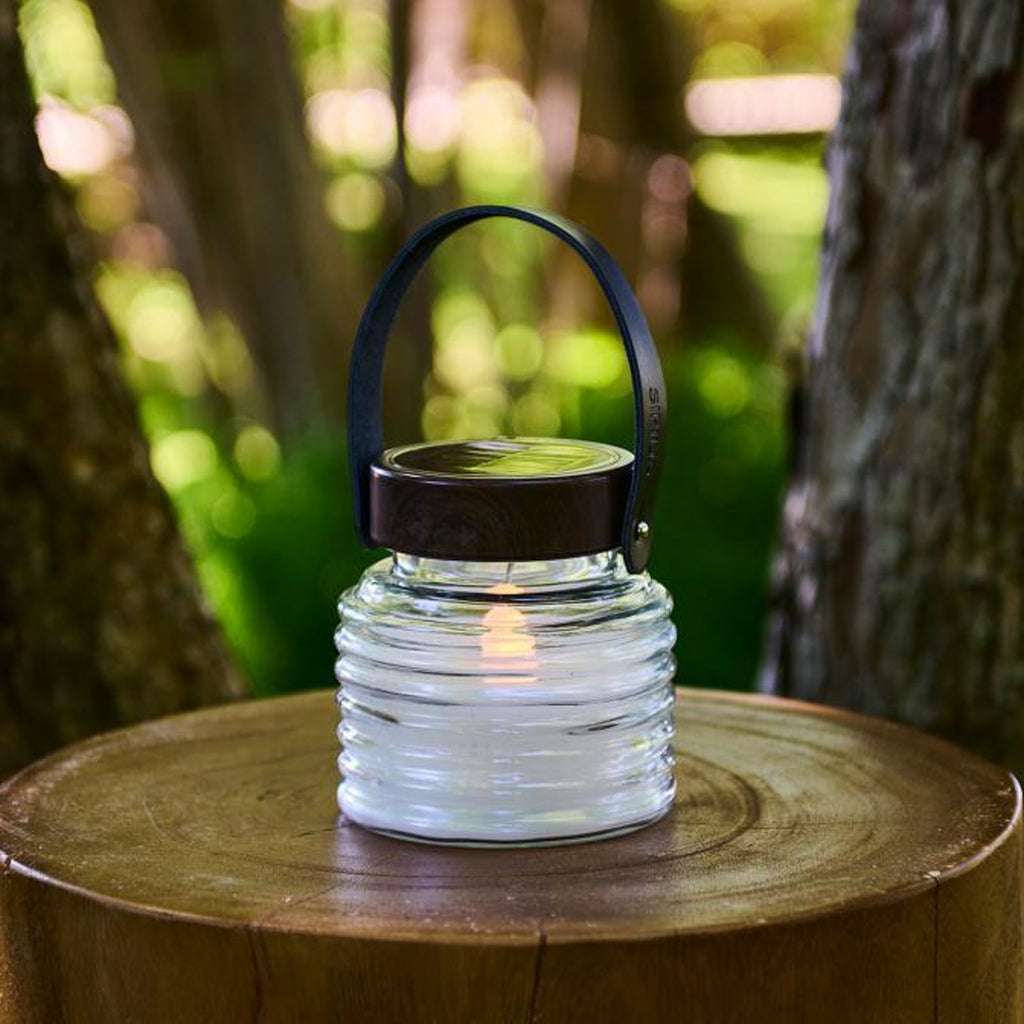 LED solcellelampe Aston Jar glass Ø12 cm svart forfra