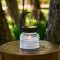 LED solcellelampe Aston Jar glass Ø12 cm svart forfra
