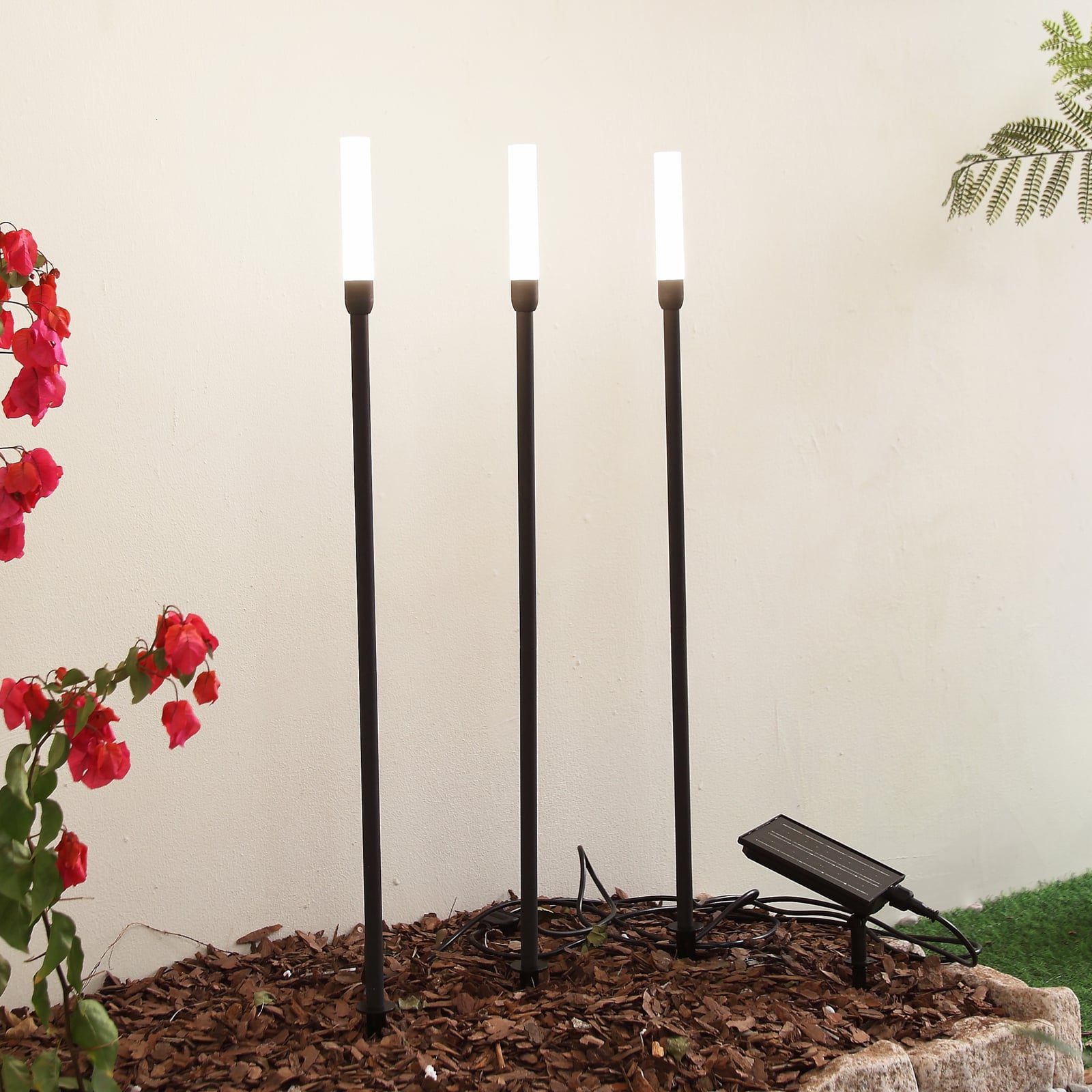 LED solcellelampe Balian 3-er sett svart aluminium forfra