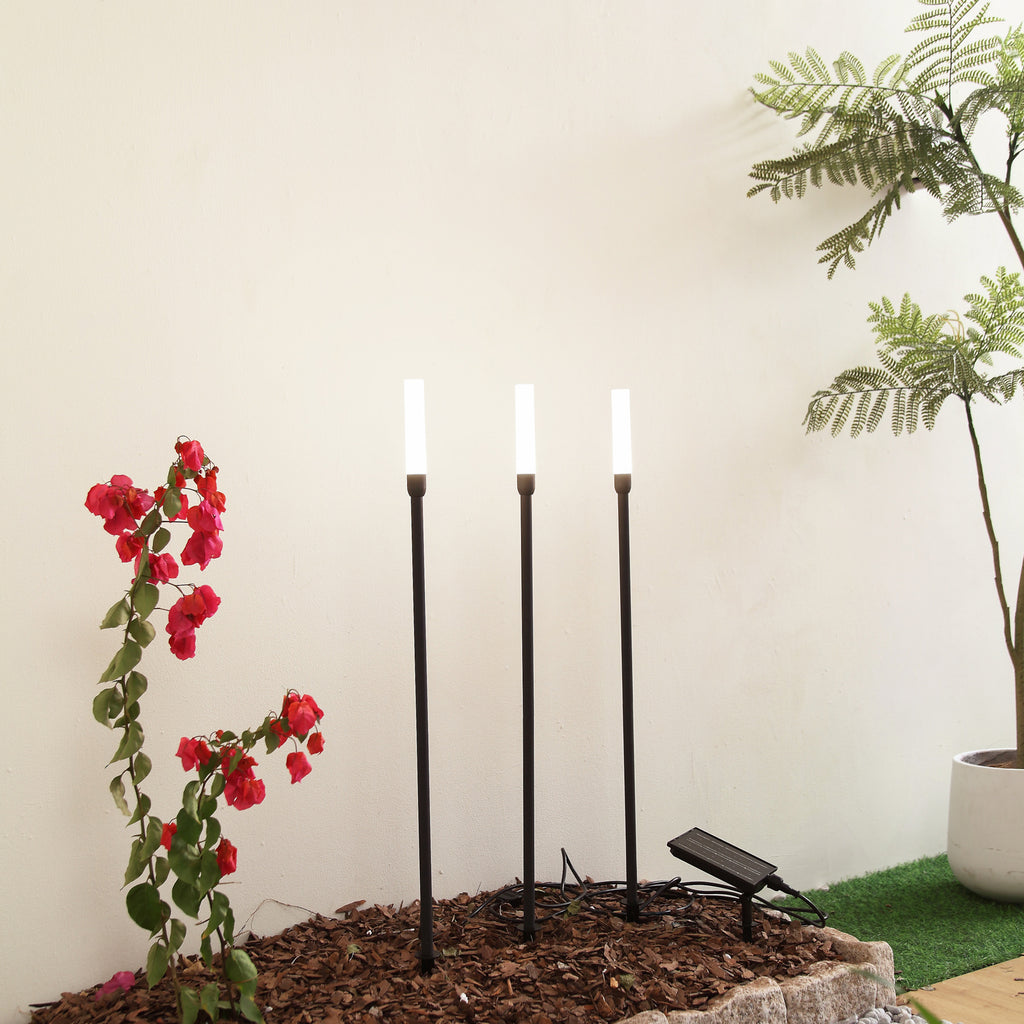 LED solcellelampe Balian 3-er sett svart aluminium bakside
