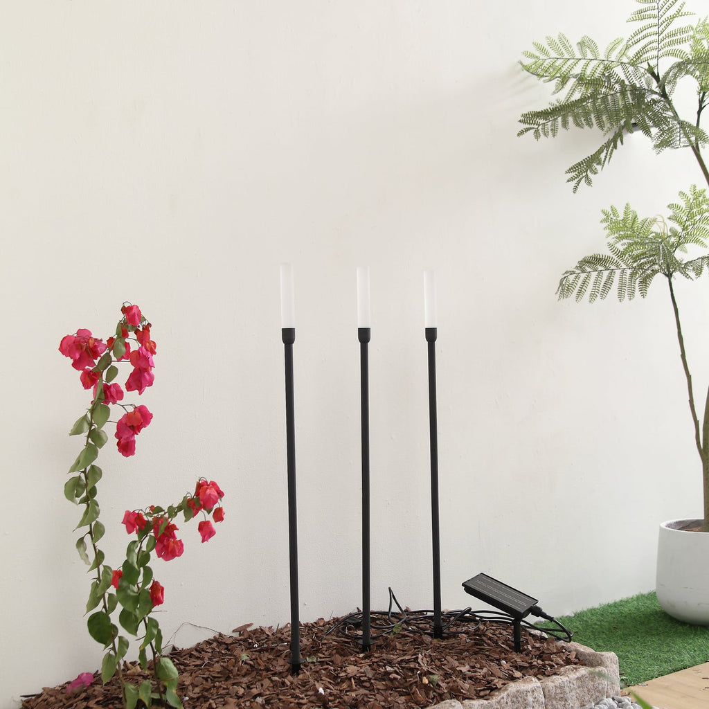 LED solcellelampe Balian 3-er sett svart aluminium detalj av lampe