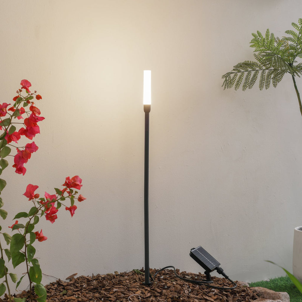 LED solcellelampe Balian med spyd aluminium IP65 bakside