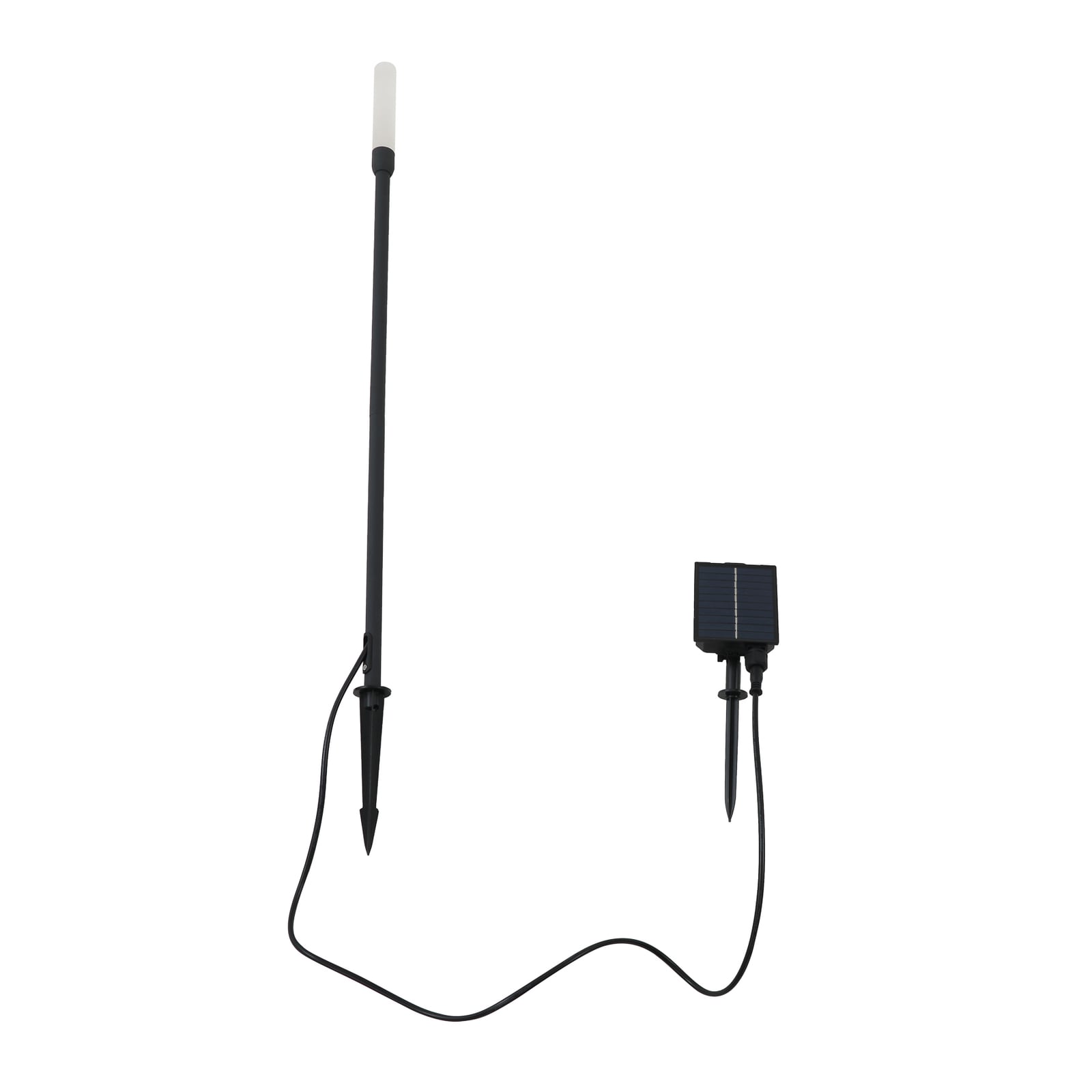 LED solcellelampe Balian med spyd aluminium IP65 montert i hage