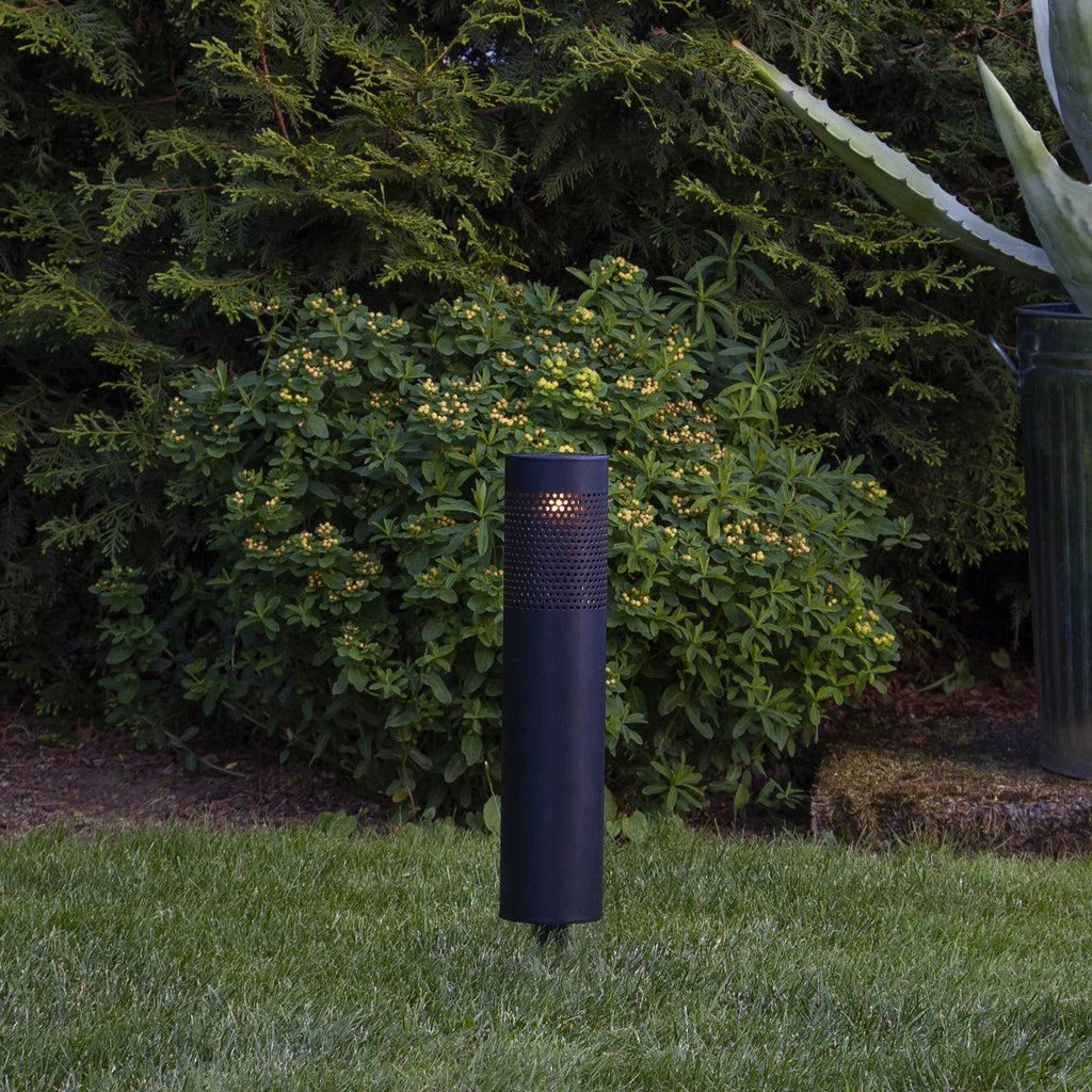 LED solcellelampe Blace svart metall med jordspyd bakside