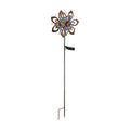 LED solcellelampe blomst vindspill metall og glass forfra