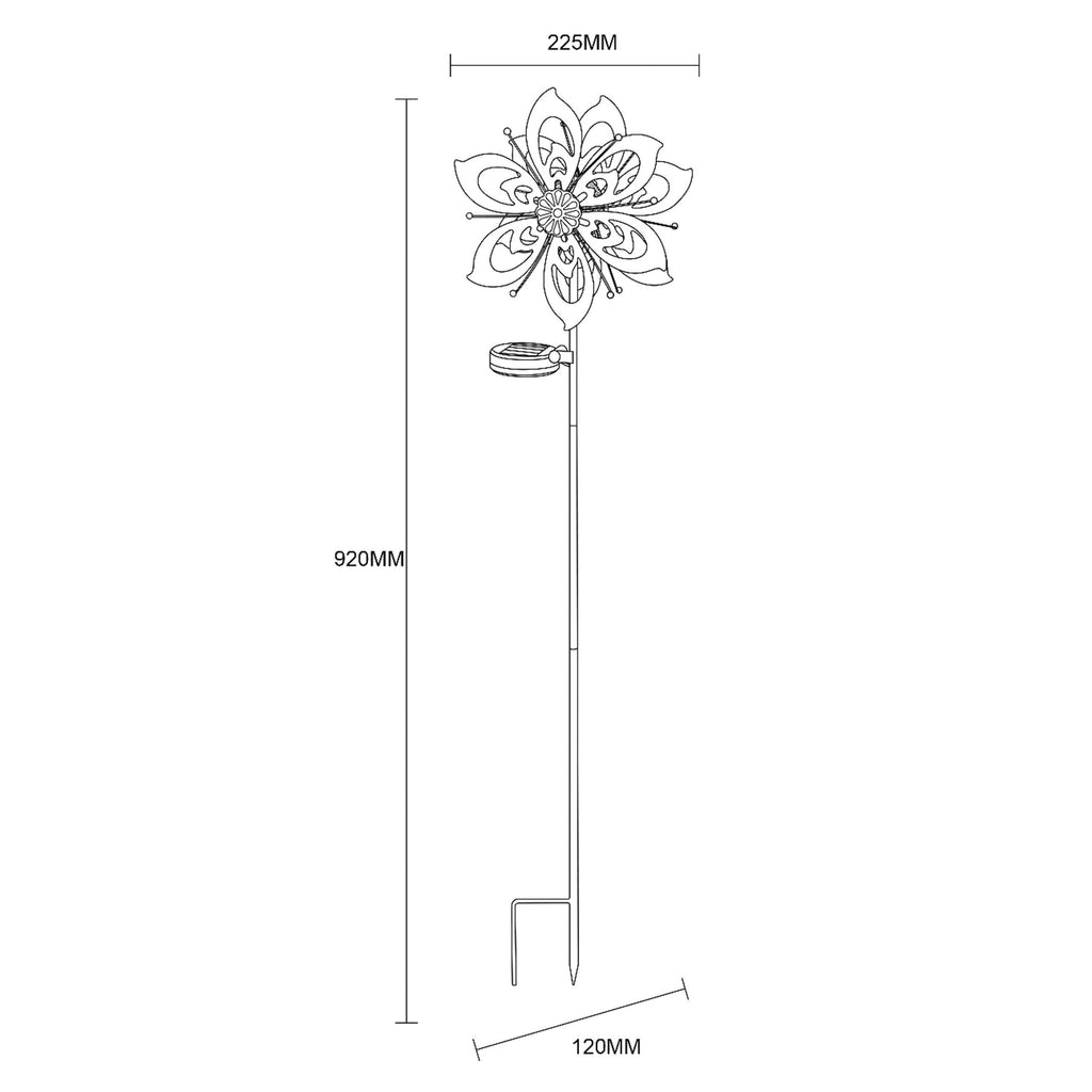 LED solcellelampe blomst vindspill detalj av glass og metall