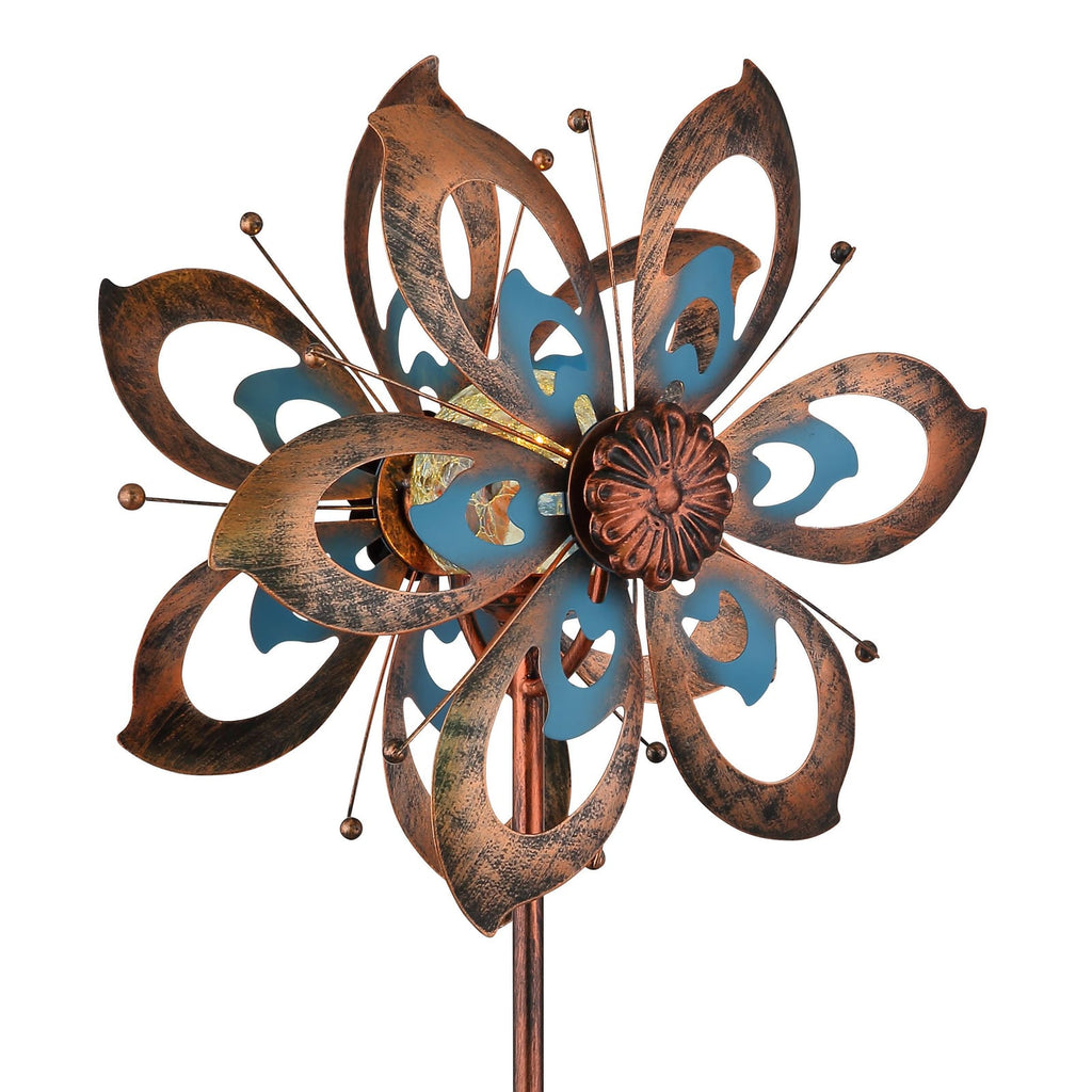 LED solcellelampe blomst vindspill montert i hage