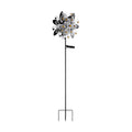 LED solcellelampe blomsterdesign med jordspyd sølv/svart IP44 fra Globo forfra