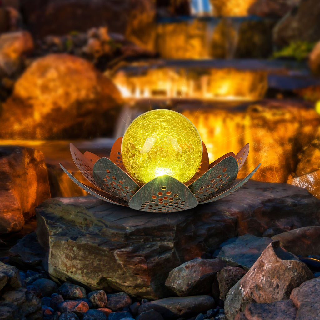 LED solcellelampe blomsterform crackle-glass bakside Globo