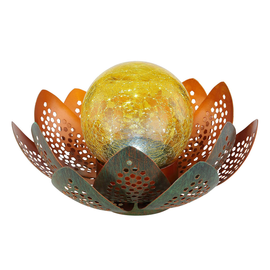LED solcellelampe blomsterform crackle-glass detalj Globo