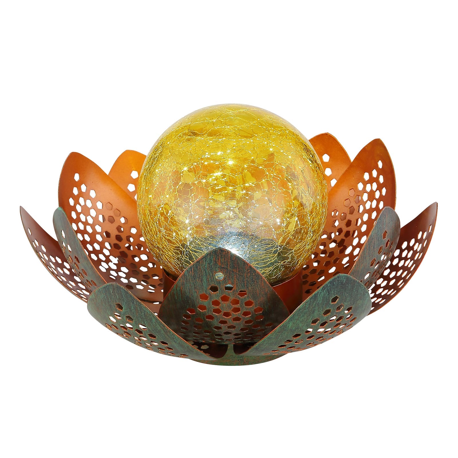 LED solcellelampe blomsterform crackle-glass detalj Globo
