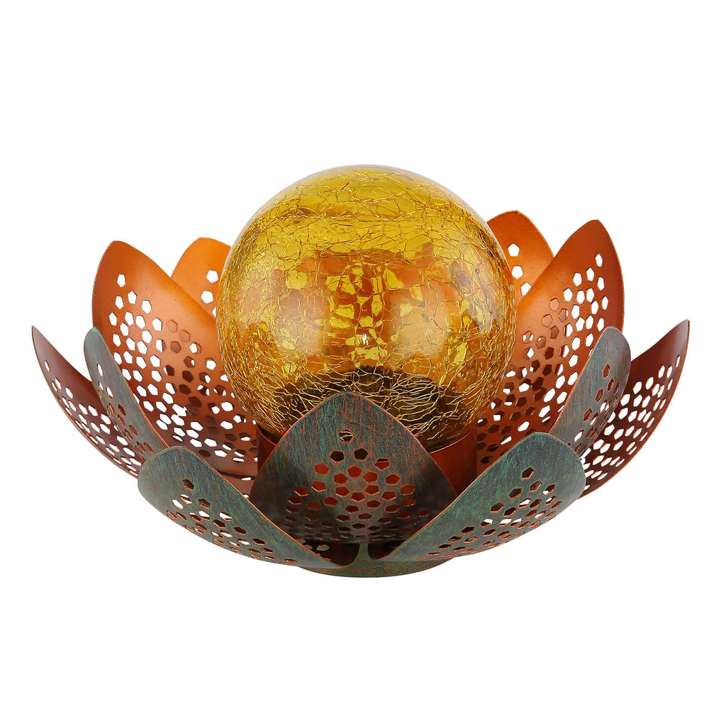 LED solcellelampe blomsterform crackle-glass montert Globo