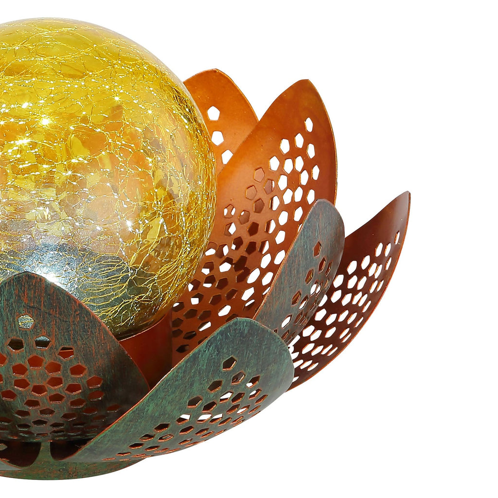 LED solcellelampe blomsterform crackle-glass nærbilde 1 Globo
