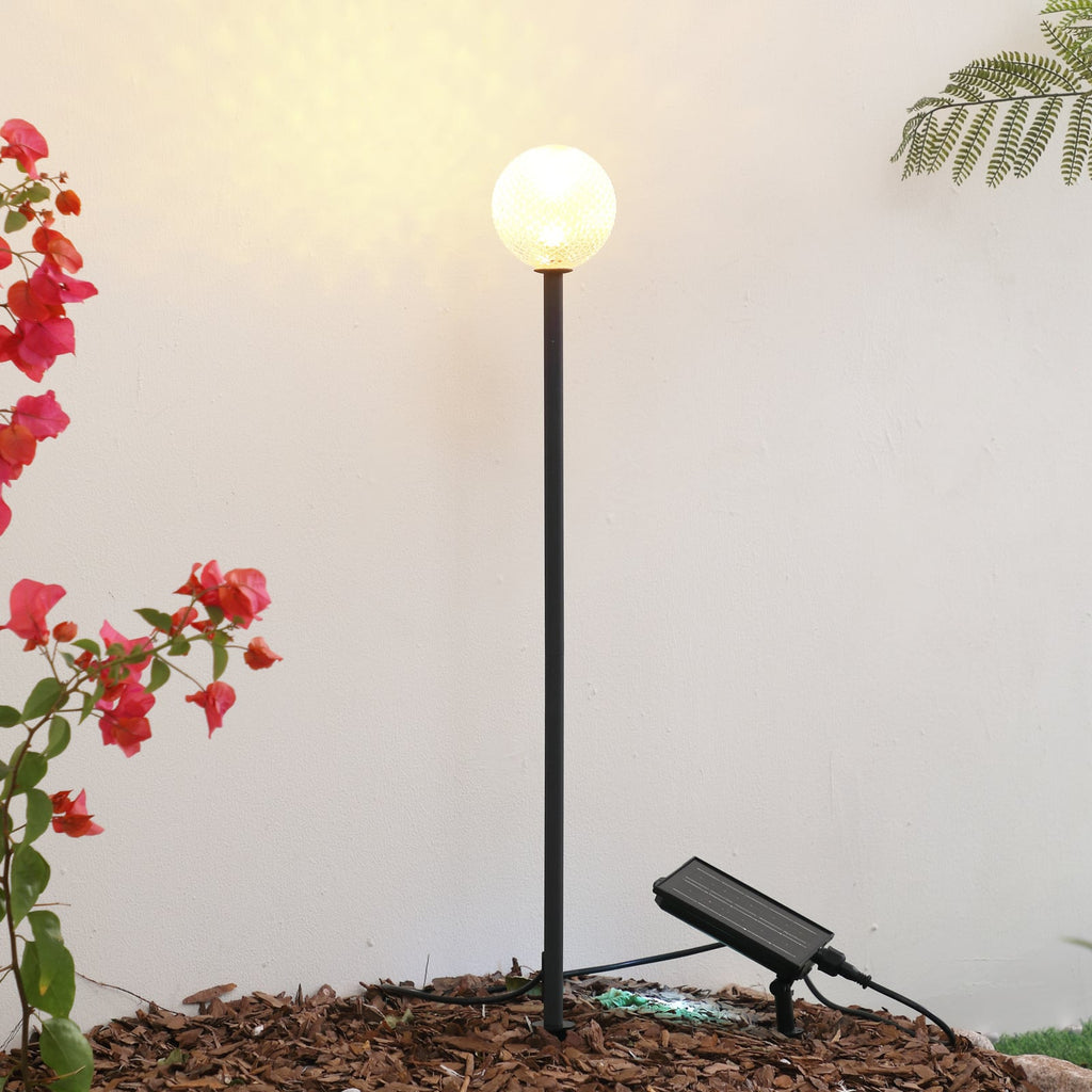 LED solcellelampe Brindley svart aluminium og glass forfra
