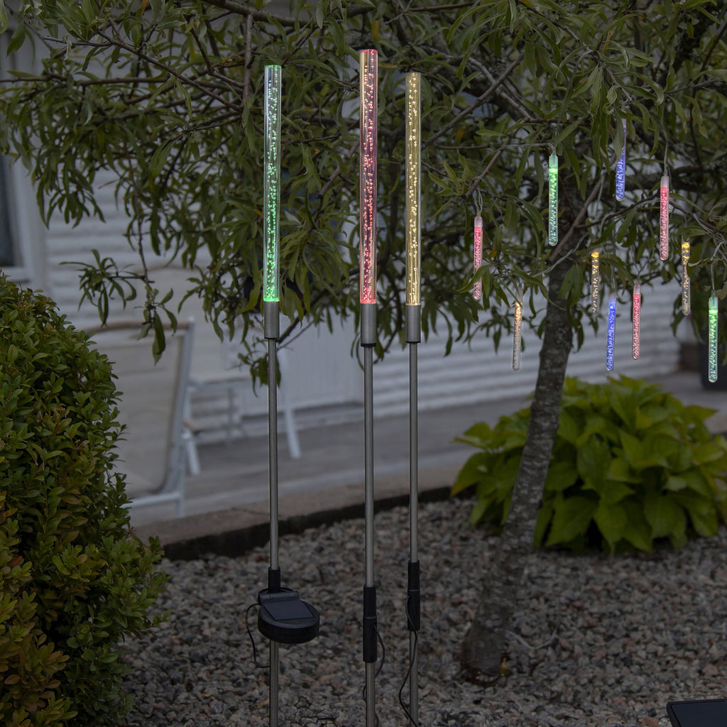 Detalj av LED solcellelampe Bubbly 3-pk RGB fargeskift IP44