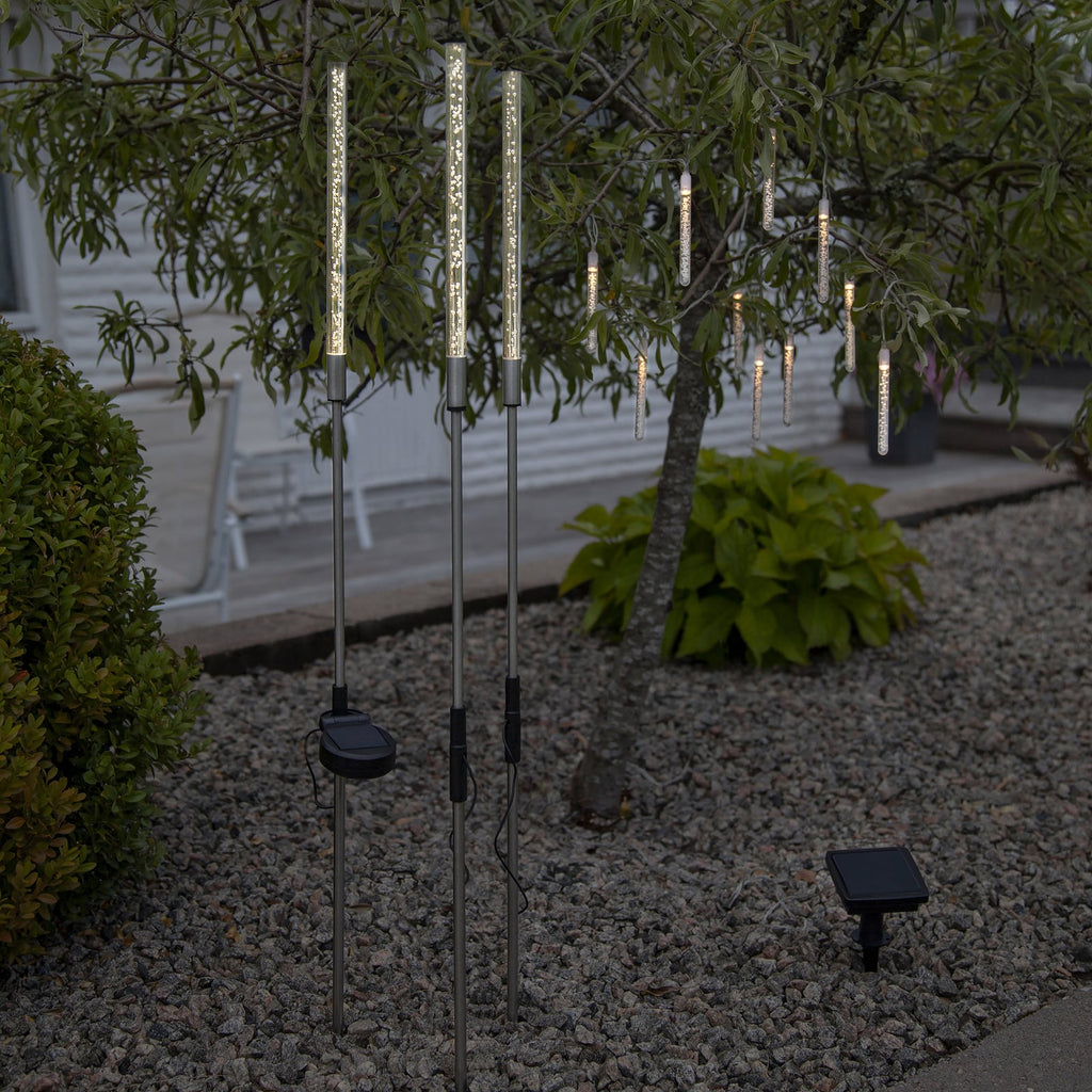 LED solcellelampe Bubbly 3-sett varmhvit IP44 bakside