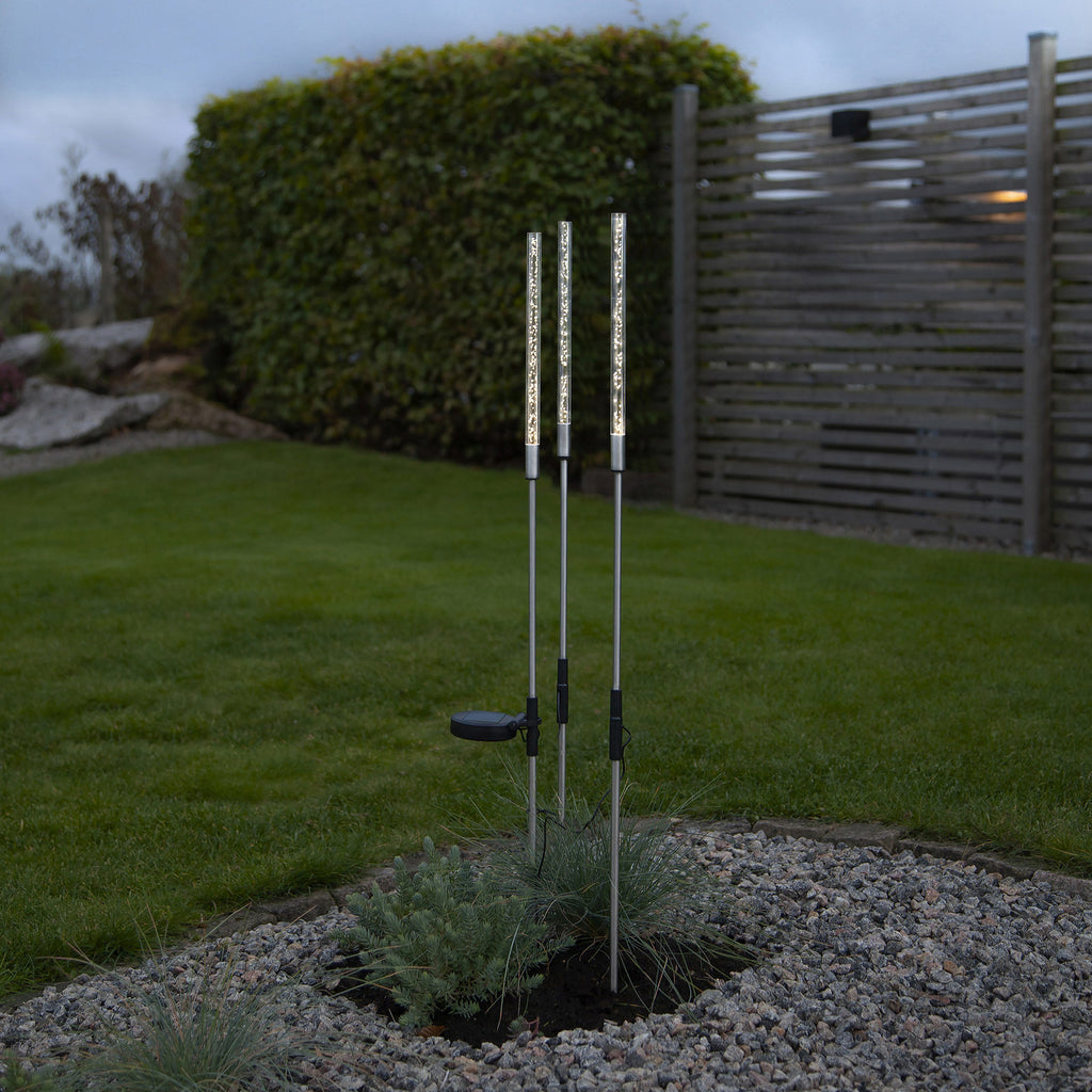 LED solcellelampe Bubbly 3-sett varmhvit IP44 detalj av lampe