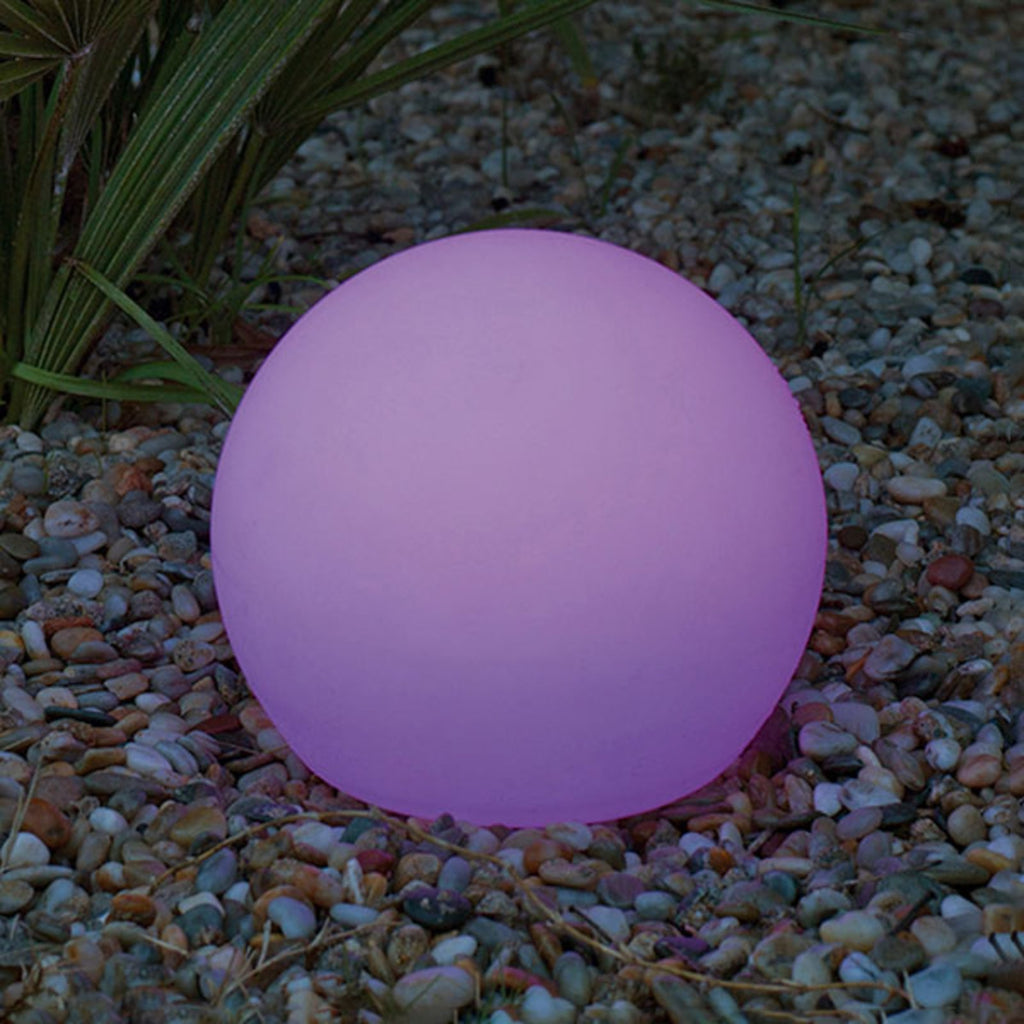 LED solcellelampe Buly kuleform dimbar Ø60 cm RGB IP65 front