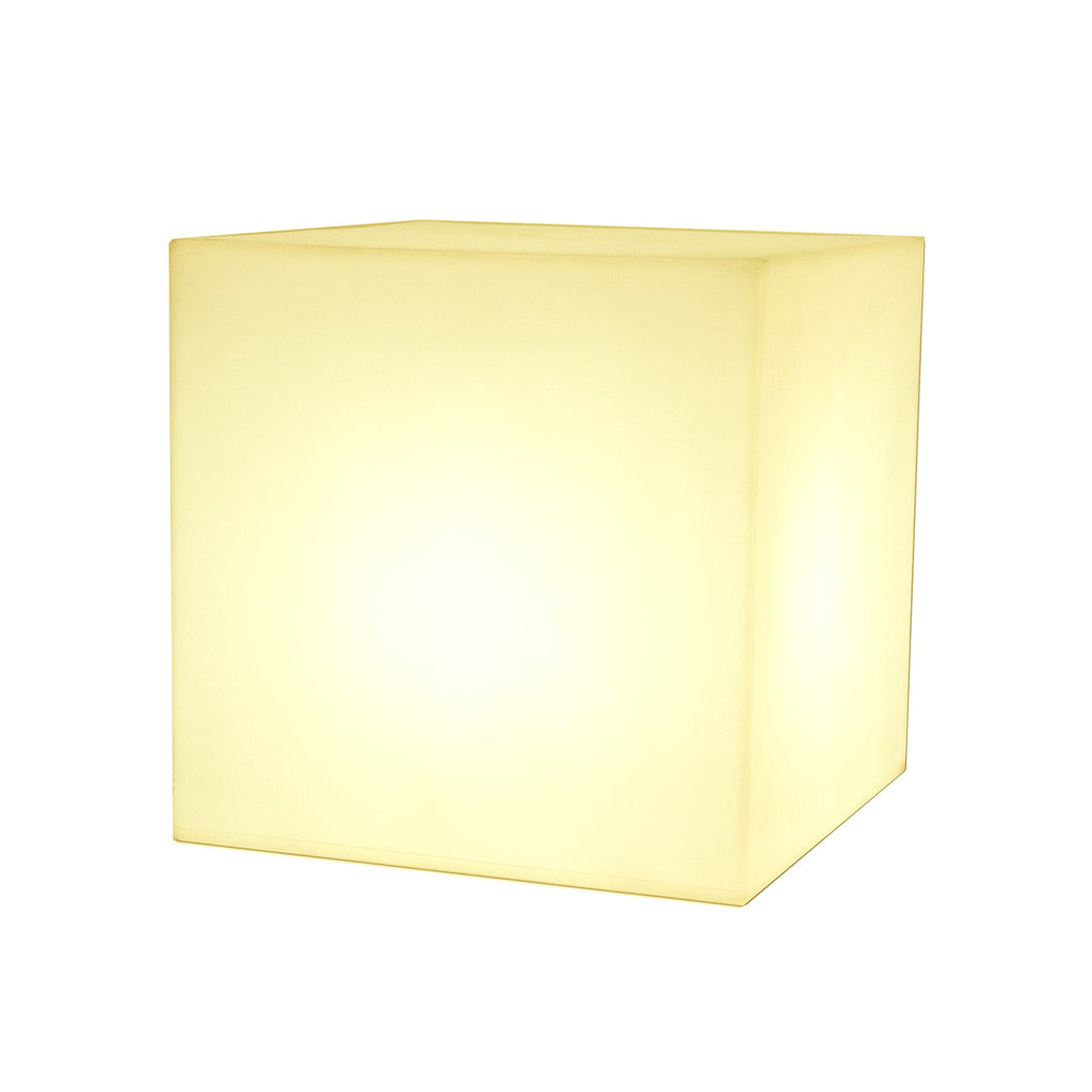LED solcellelampe Cuby terning dimbar RGB 40x40 cm bakside