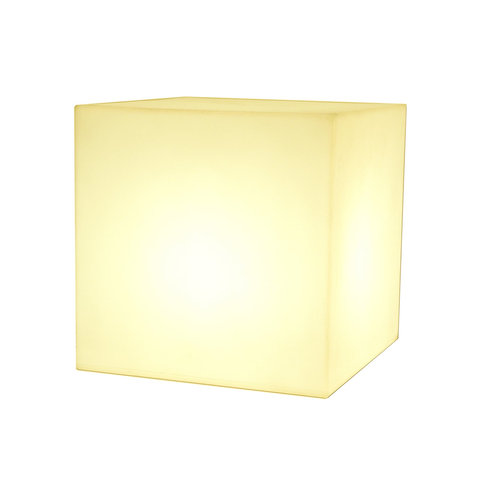 LED solcellelampe Cuby terning dimbar RGB 40x40 cm bakside