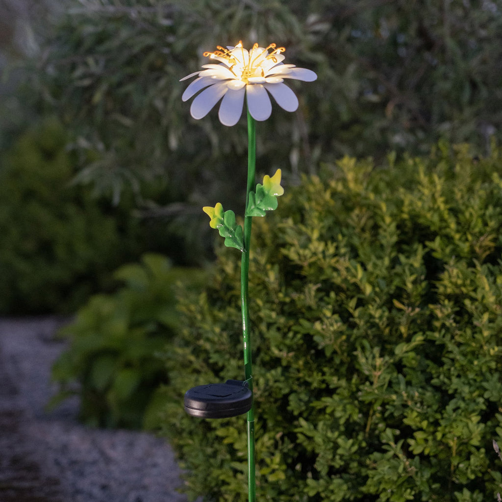 LED solcellelampe Daisy blomsterform 77 cm IP44 forfra