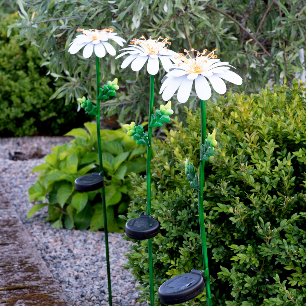 LED solcellelampe Daisy blomsterform 77 cm IP44 lysdetalj