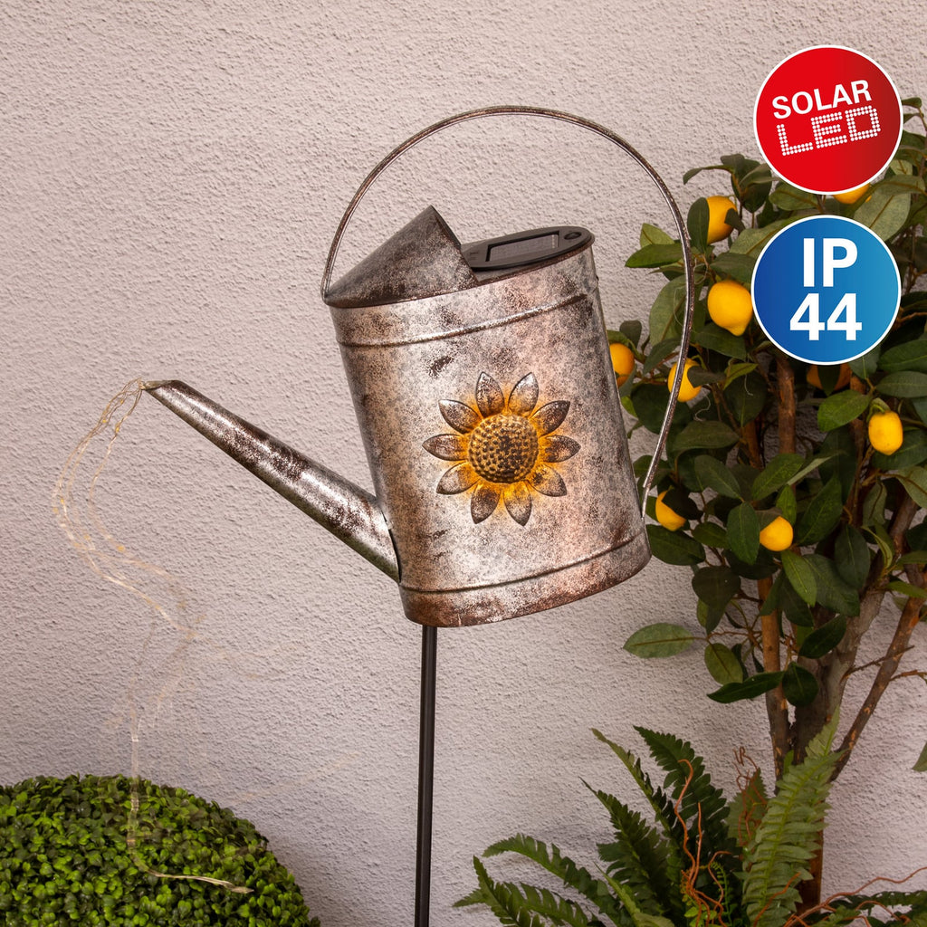 LED solcellelampe dekor med vannkanne sølv IP44 lysdetalj