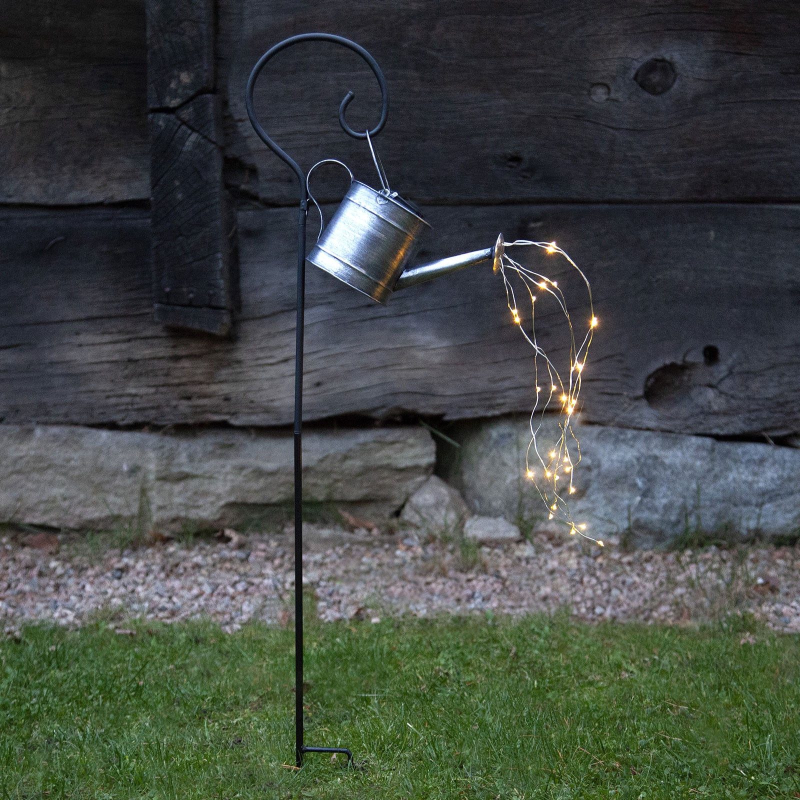 LED solcellelampe Dew Drop vannkanne svart IP44 forfra
