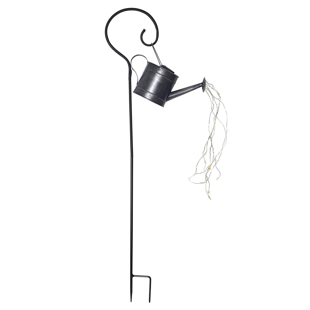 LED solcellelampe Dew Drop vannkanne svart IP44 detalj av lys