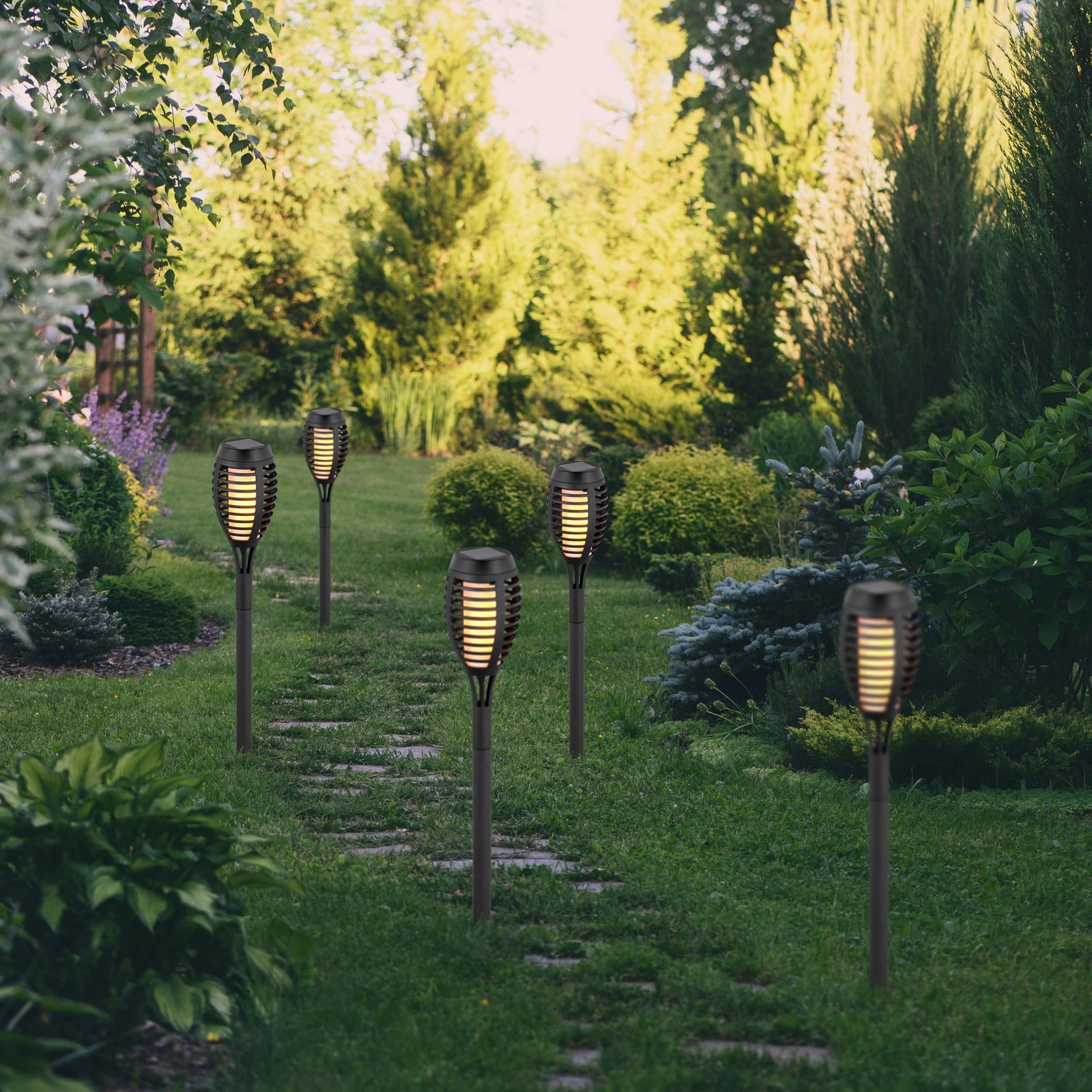 LED solcellelampe FANILO med spyd svart 45 cm bakside