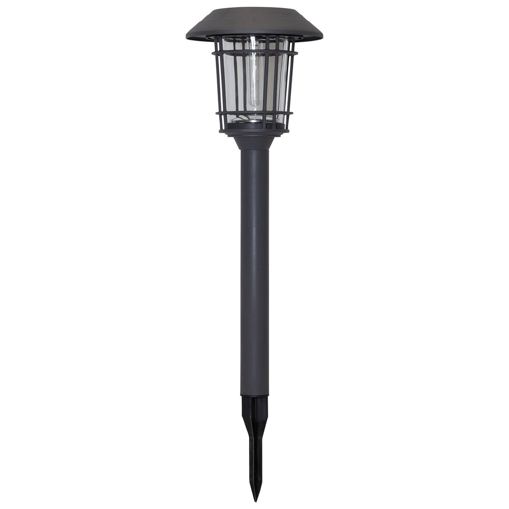 LED solcellelampe Filip med jordspyd grafitt IP44 montert i hage