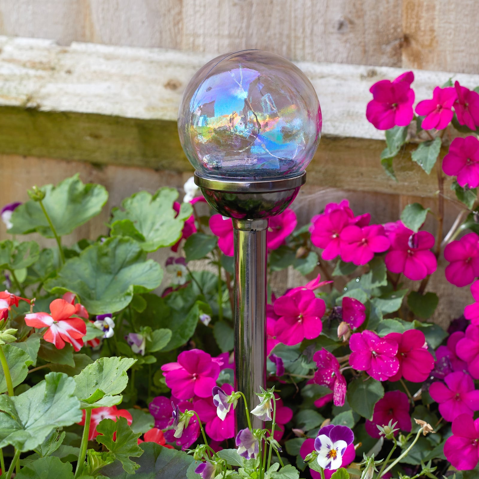 LED solcellelampe med spyd Firefly Opal 4er-sett glass IP44 forfra