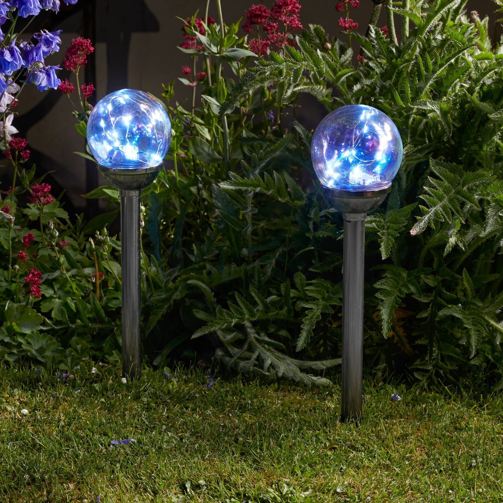 LED solcellelampe med spyd Firefly Opal 4er-sett glass IP44 detalj