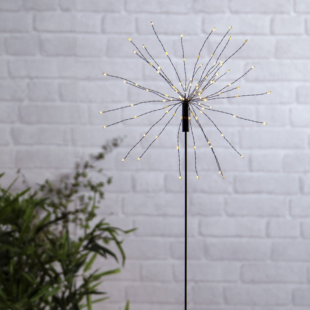Nærbilde av LED solcellelampe Firework med jordspyd svart 100 cm LED-lys