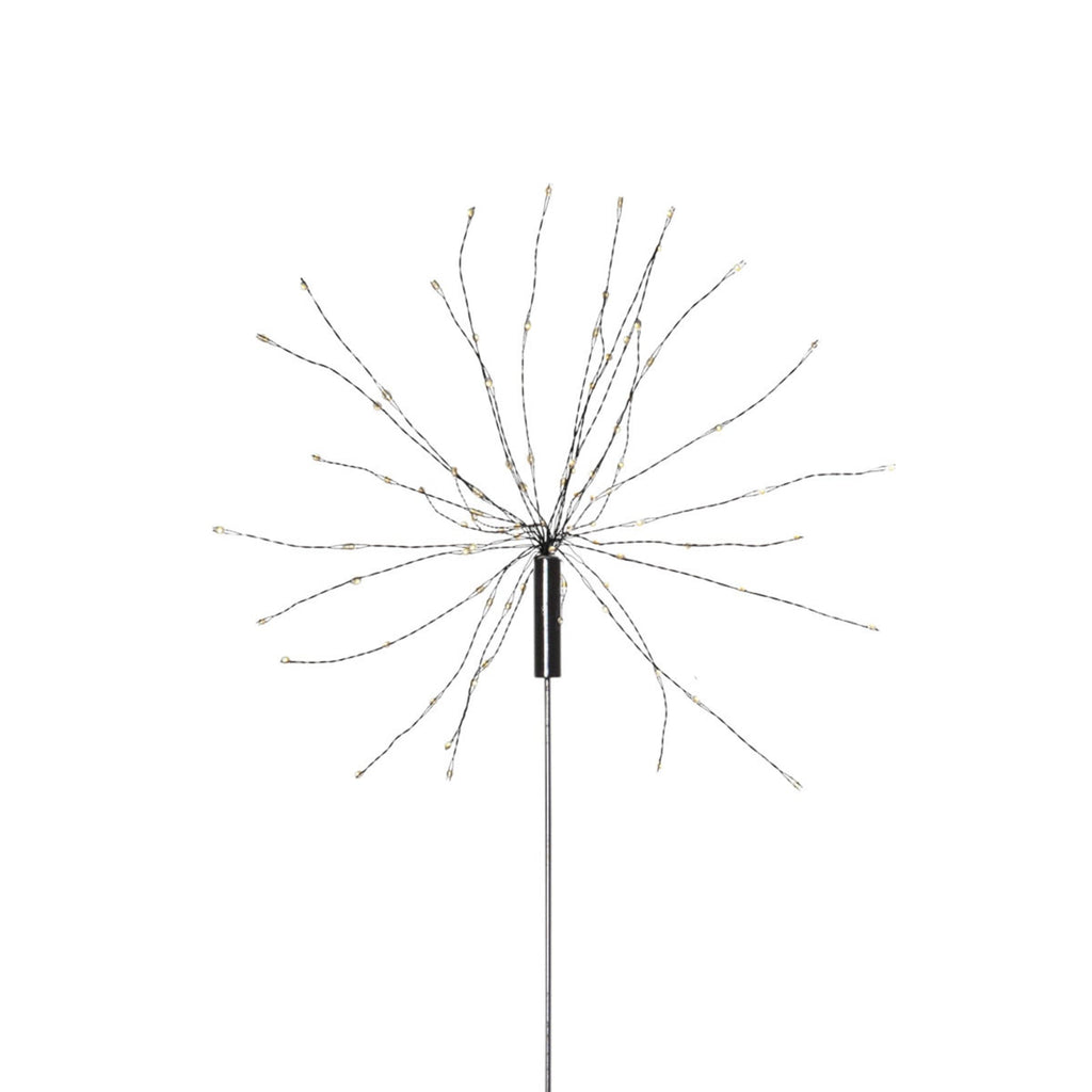 LED solcellelampe Firework med jordspyd svart 100 cm i mørke